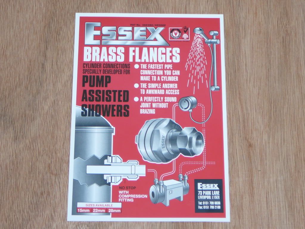 Essex 22mm CF1/SX ns Non Stop Flange Boss shower pump Copper Cylinder