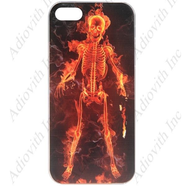 NEW FLAMING SKULL SKELETON PATTERN iPhone Kılıf-Kapak 209
