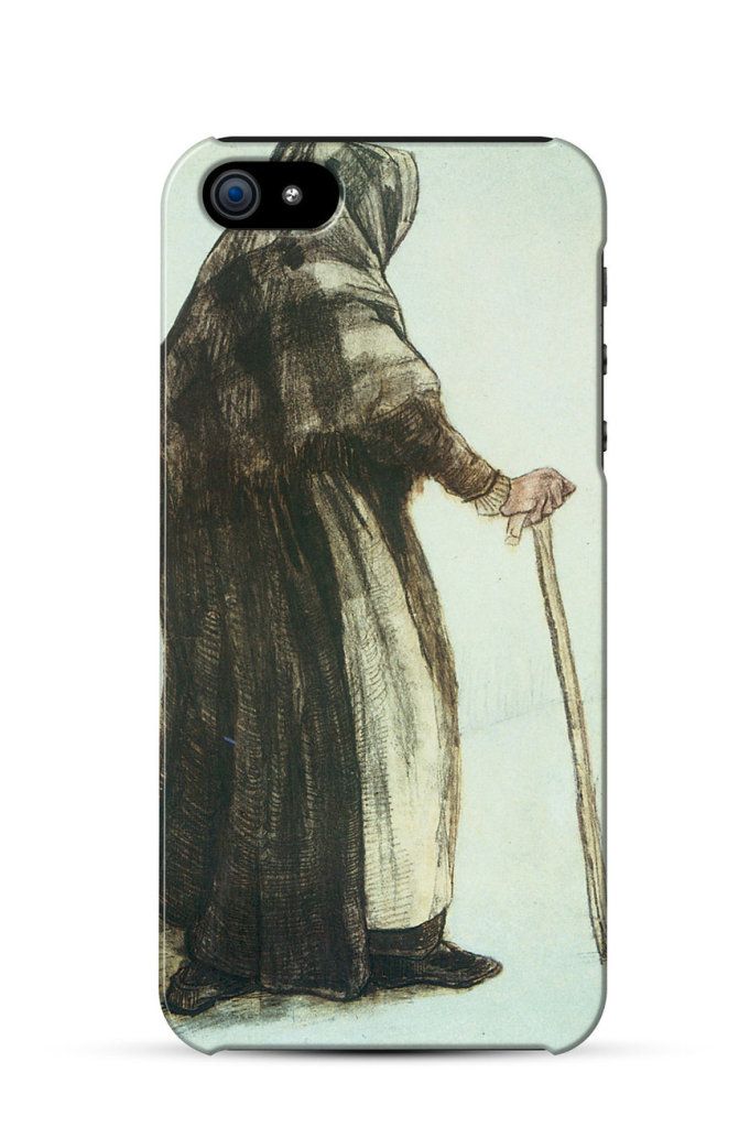 Old Woman with a Shawl and a Walking Stick, Vincent van Gogh iPhone Kılıf-Kapak 218