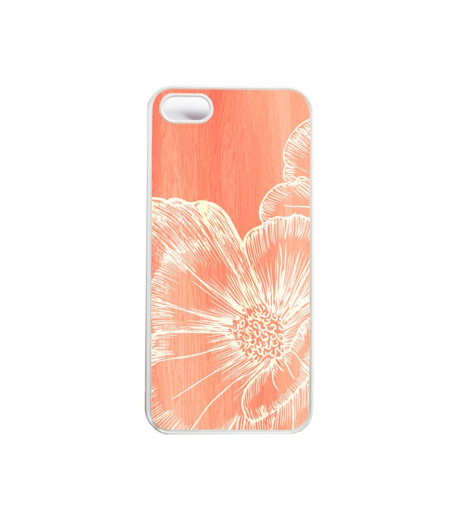 Wood Grain Floral Coral Poppy    iPhone Case Cover     784