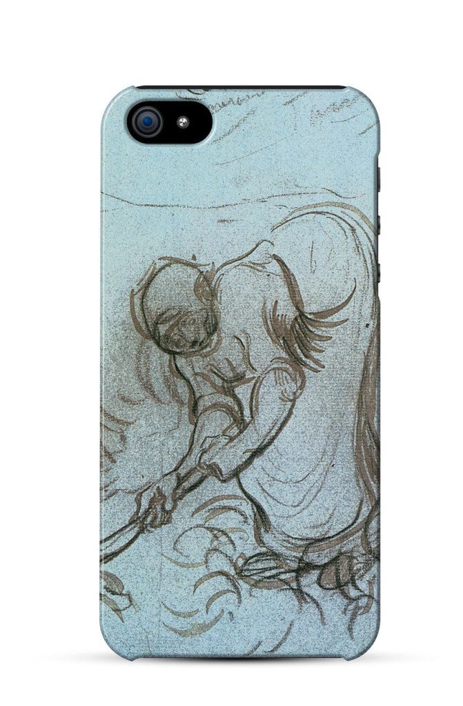 Young Peasant Girl in a Straw Hat sitting in front of a wheatfield iPhone Kılıf-Kapak 292