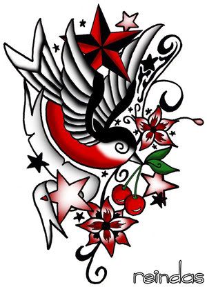 new_school_tattoo_colored_by_reinda.jpg tattoo star wings