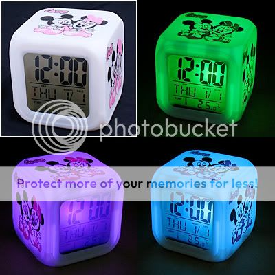 Color Lovey LED Digital Mickey Mouse Alarm Clock New  