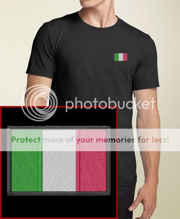 Italian Flag Embroidered Black Italy T Shirt New