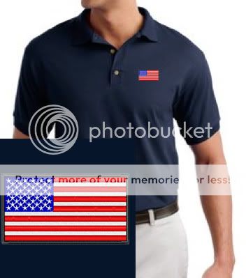 USA Flag EMBROIDERED Navy Blue Polo Shirt American Flag  