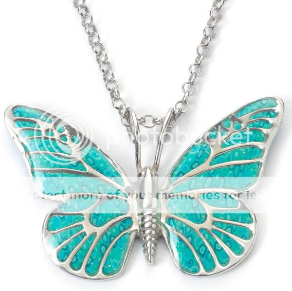 Sterling Silver Turquoise Butterfly Wings Necklace  